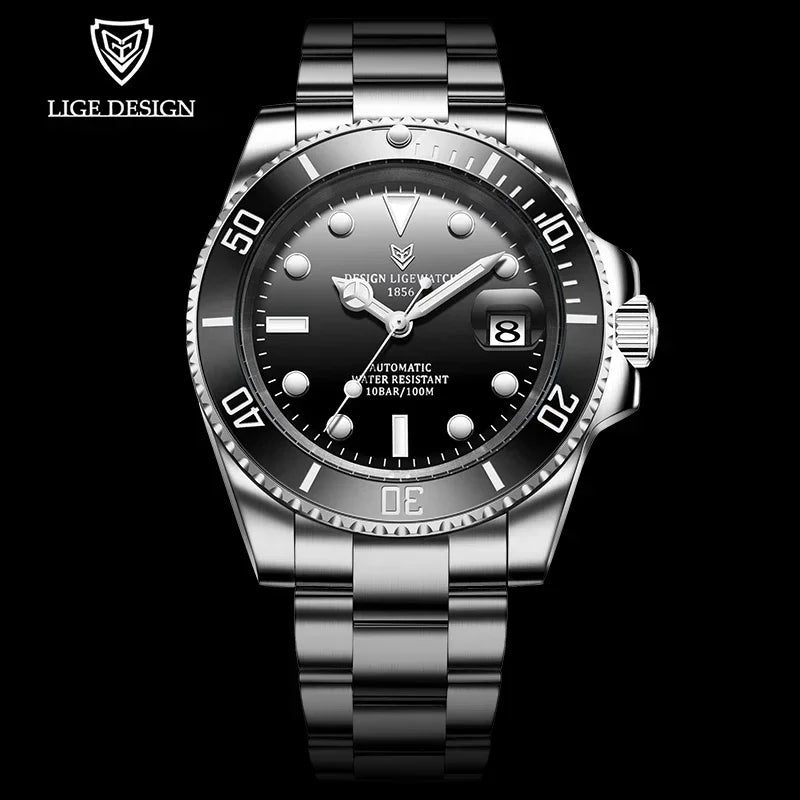 LIGE Top Brand Luxury Automatic Watch for Men Fashion Waterproof Sport Men's Mechanical WristWatches Casual Automatic Date Watch