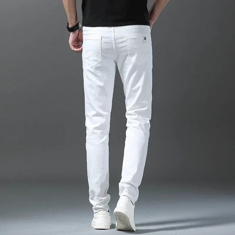 Men's Slim-Fit Cotton Jeans – Crisp White