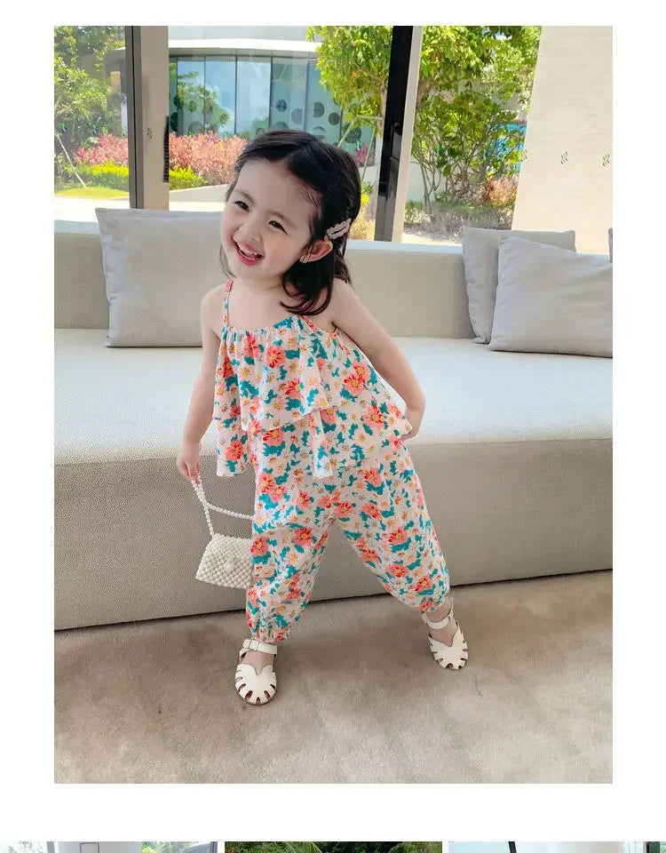 Girls' Floral Vest & Anti-Mosquito Suit