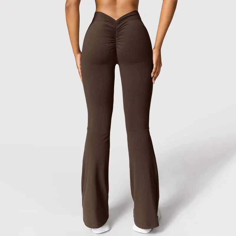 V-Back High-Waisted Flare Leggings