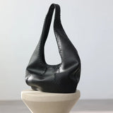 JAZZQ Soft Cowhide Leather Hobo Tote | Hand-Woven Detail