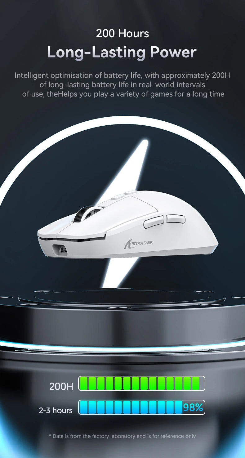 Attack Shark X6 Bluetooth Mouse Gaming Wireless Tri-Mode Connection,RGB Touch Magnetic Charging Base PAW3395 Macro Gaming Mouse