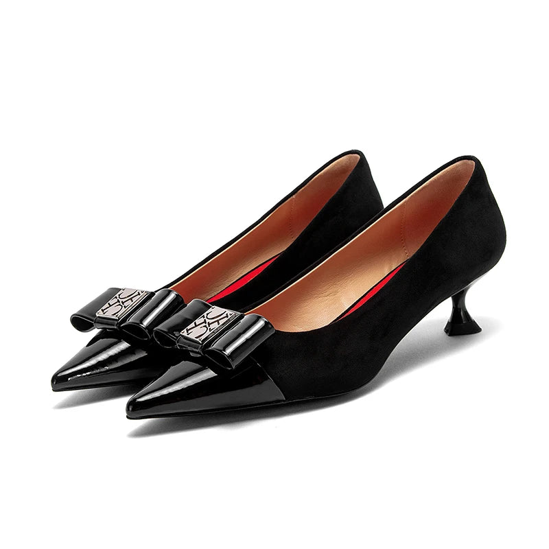 CHCH Women's Velvet Block Heel Pumps | Office & Evening