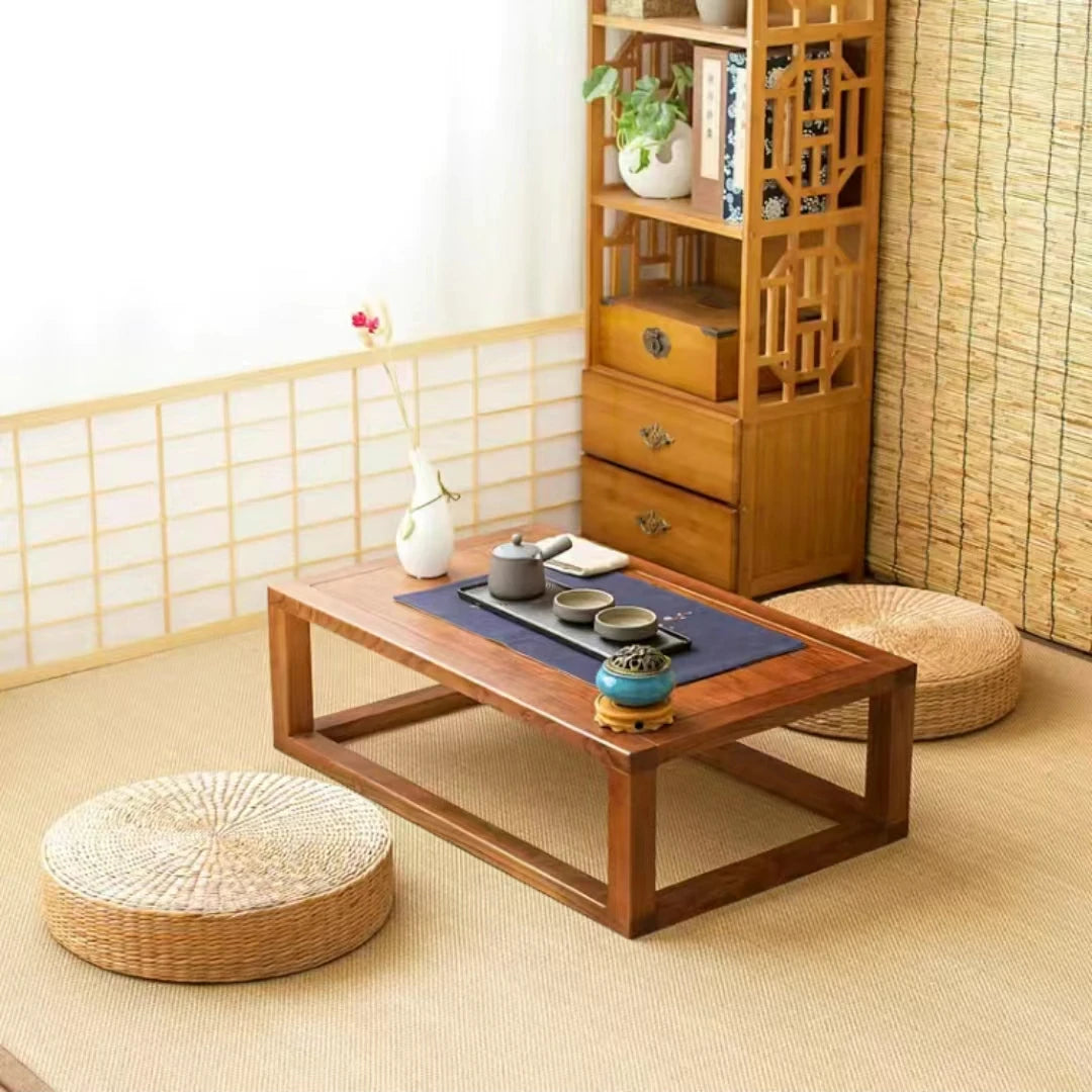 Handwoven Natural Straw Round Tatami Floor Cushion