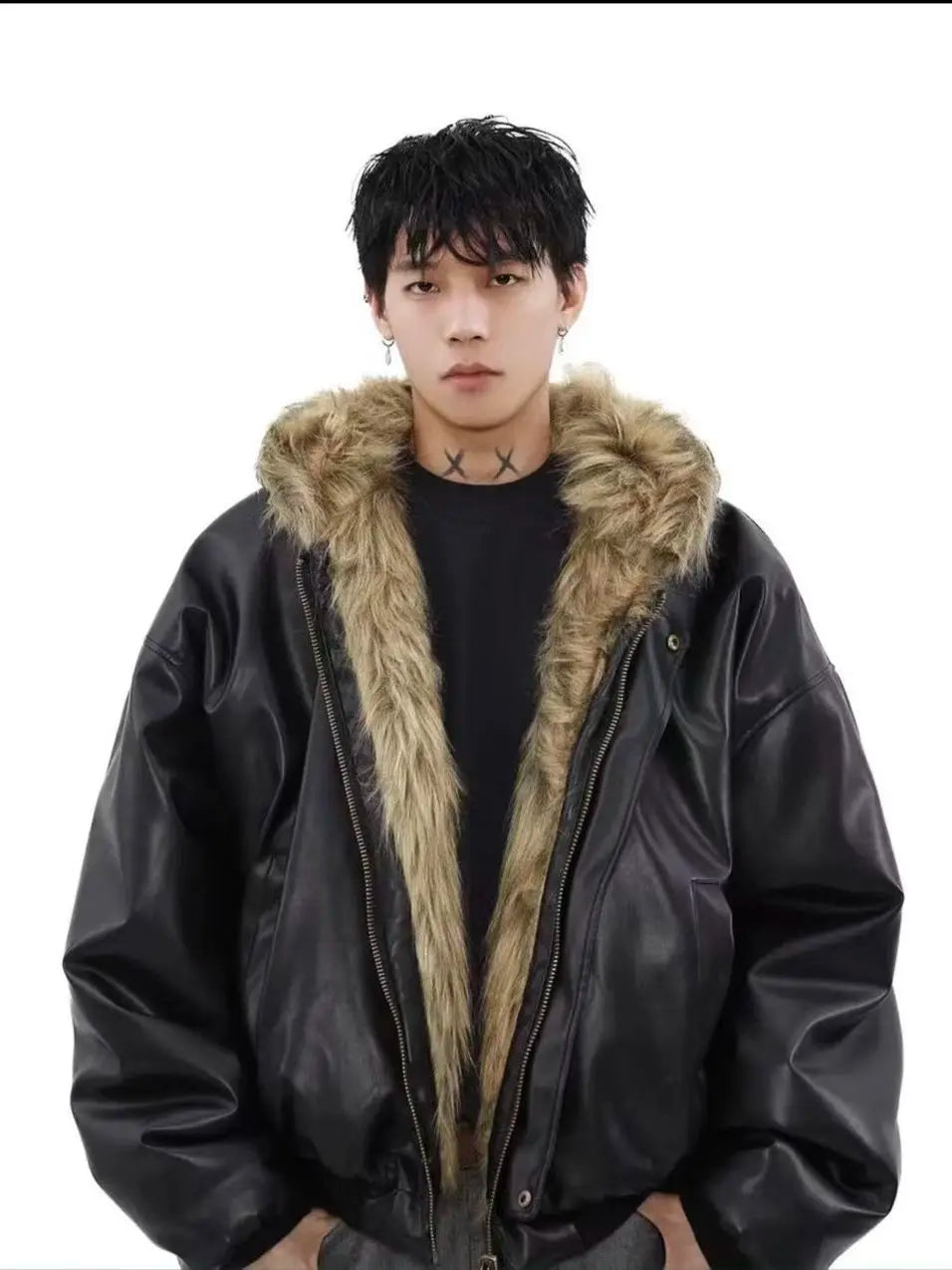 Men's Hooded Faux Fur Winter Jacket