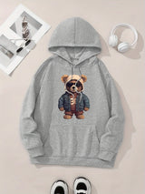 Women's Cat Print Hoodie – Cozy Casual Pullover