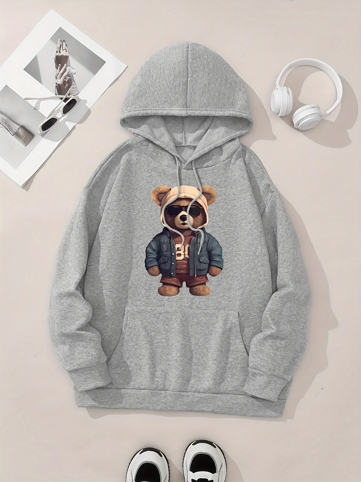Women's Cat Print Hoodie – Cozy Casual Pullover