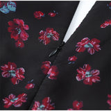 Women Red Floral Printed Mini Dress V-neck Short Sleeved Puff Sleeve Waist Trim Ruffle Slit Hem Dresses 2026 Summer Party Gown