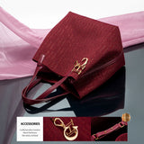 Trendy Solid-Color Women's Bucket Bag - Large Capacity Letter Print Design with Detachable Strap  Inner Card Pockets