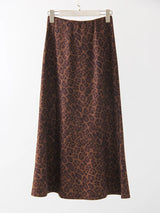 Leopard Print Suede Maxi Skirt – Women's Autumn Winter