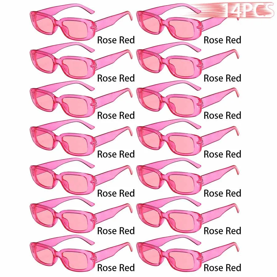 14-Piece Rectangle Sunglasses Set | Women's Vintage Eyewear