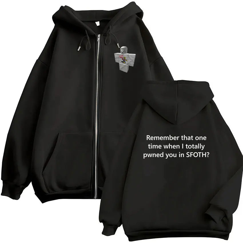 Blame John Meme Oversized Zip-Up Hoodie