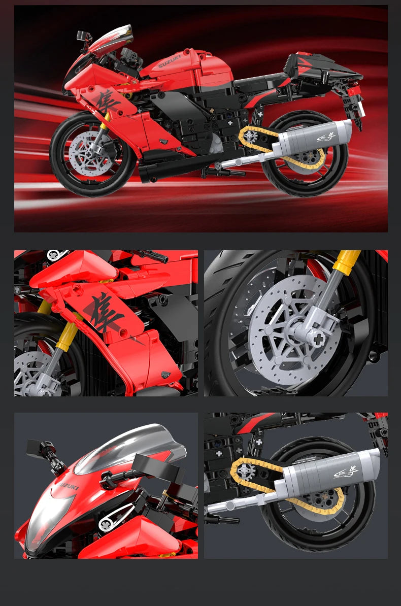 1043PCS CaDA 1:6 Scale Replica "Suzuki Hayabusa" 25th Anniversary Commemorative Edition Building Block Set
