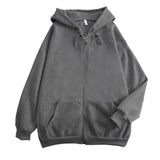 High Street Hoodie Men Solid Color Zip Up Long Sleeve Loose Jacket Coats Casual Hooded Sweatshirt Y2K Fashion Outdoor Clothes