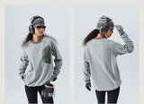 Mountain-Ready Crewneck: Engineered with Ribbed Neck, Reflective Logo, & Secure Chest Pocket for Outdoor Style Unisex
