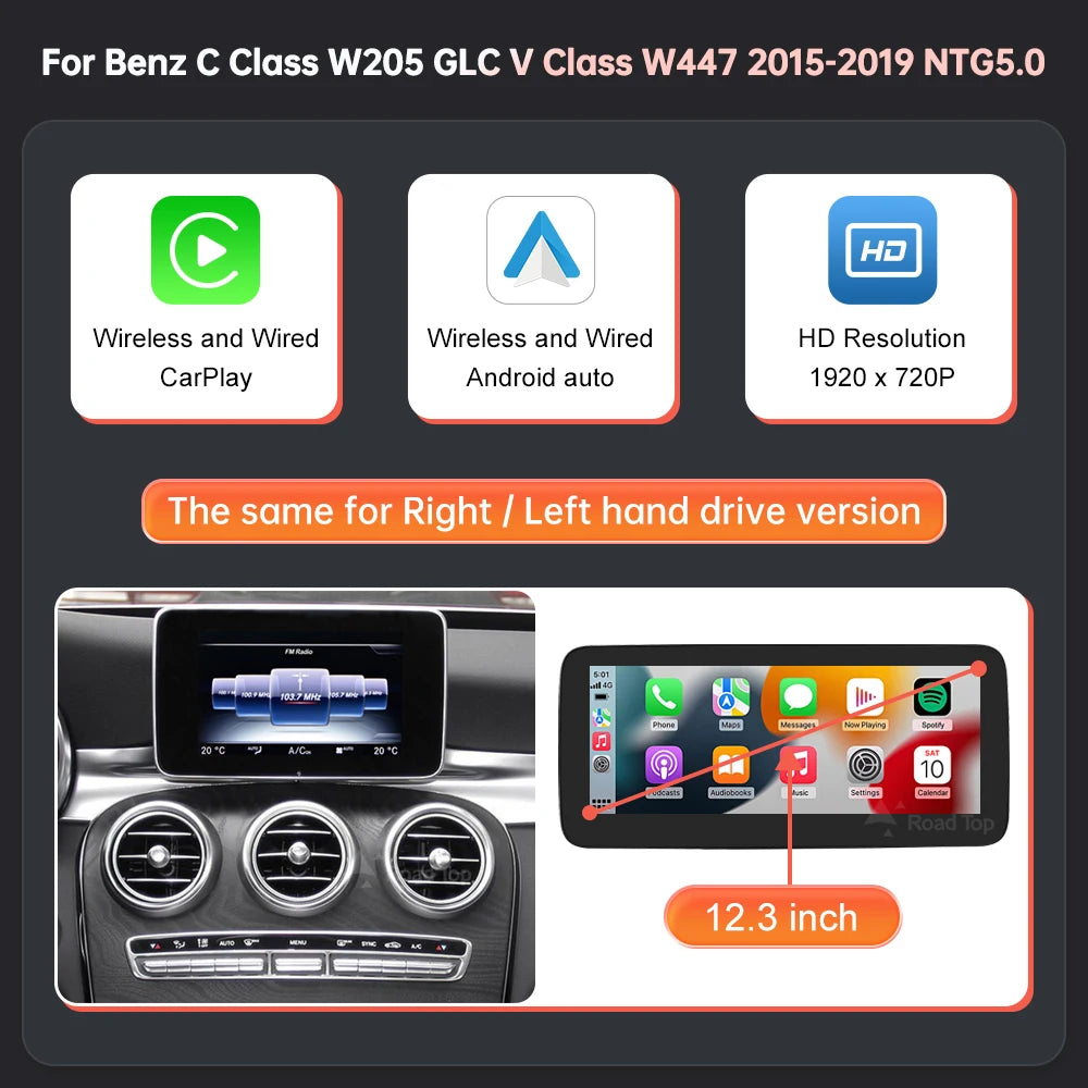 Mercedes-Benz NTG5.0 Wireless CarPlay & Android Auto Screen