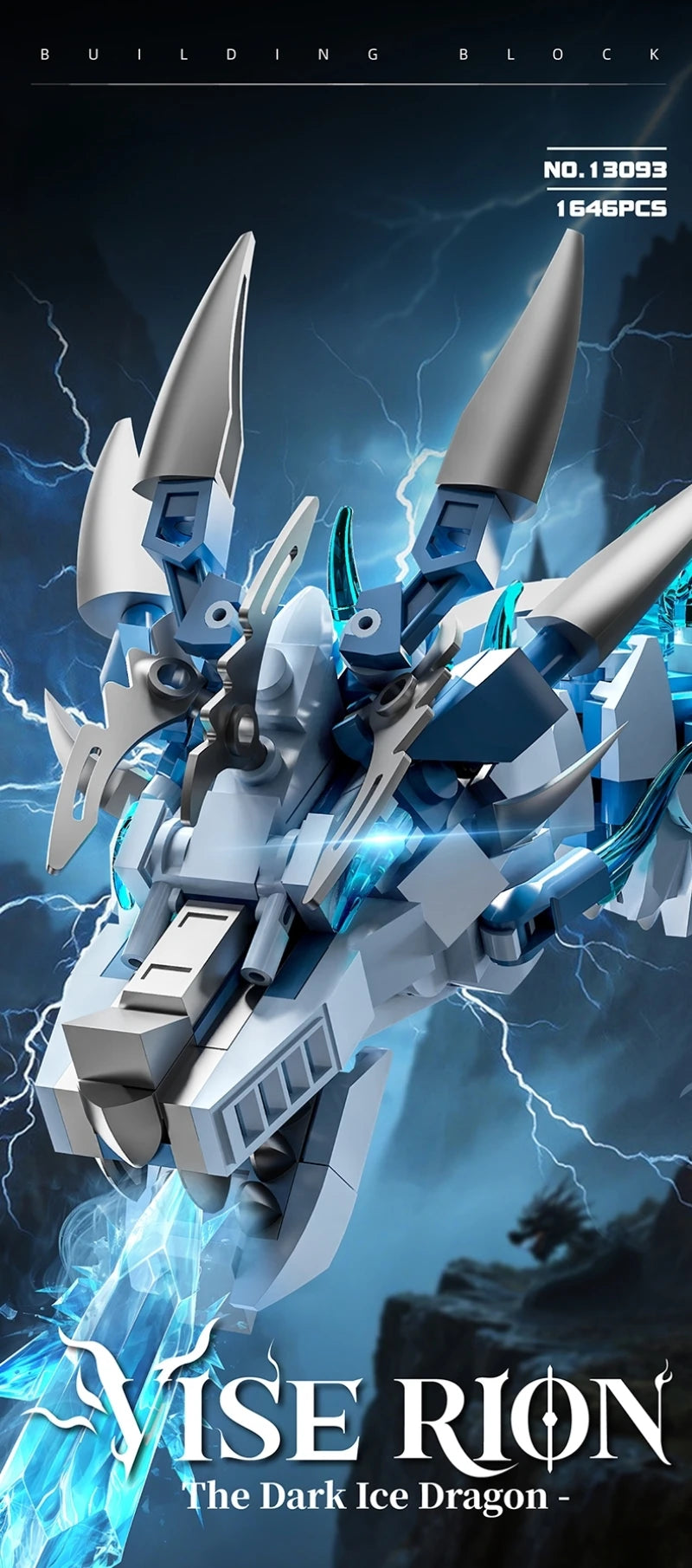 FUNXINEE 1676Pcs Premium Ice Dragon Bricks Advanced Building Challenge Light Glowing Eyes Moving Joints MOC Collectible Gift