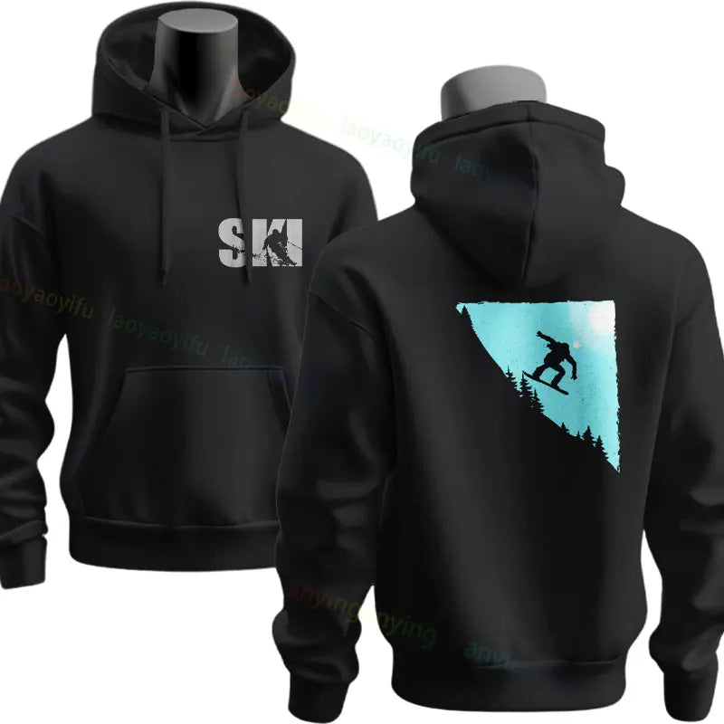 Men's Ski & Snowboard Graphic Hoodie for Fall and Winter