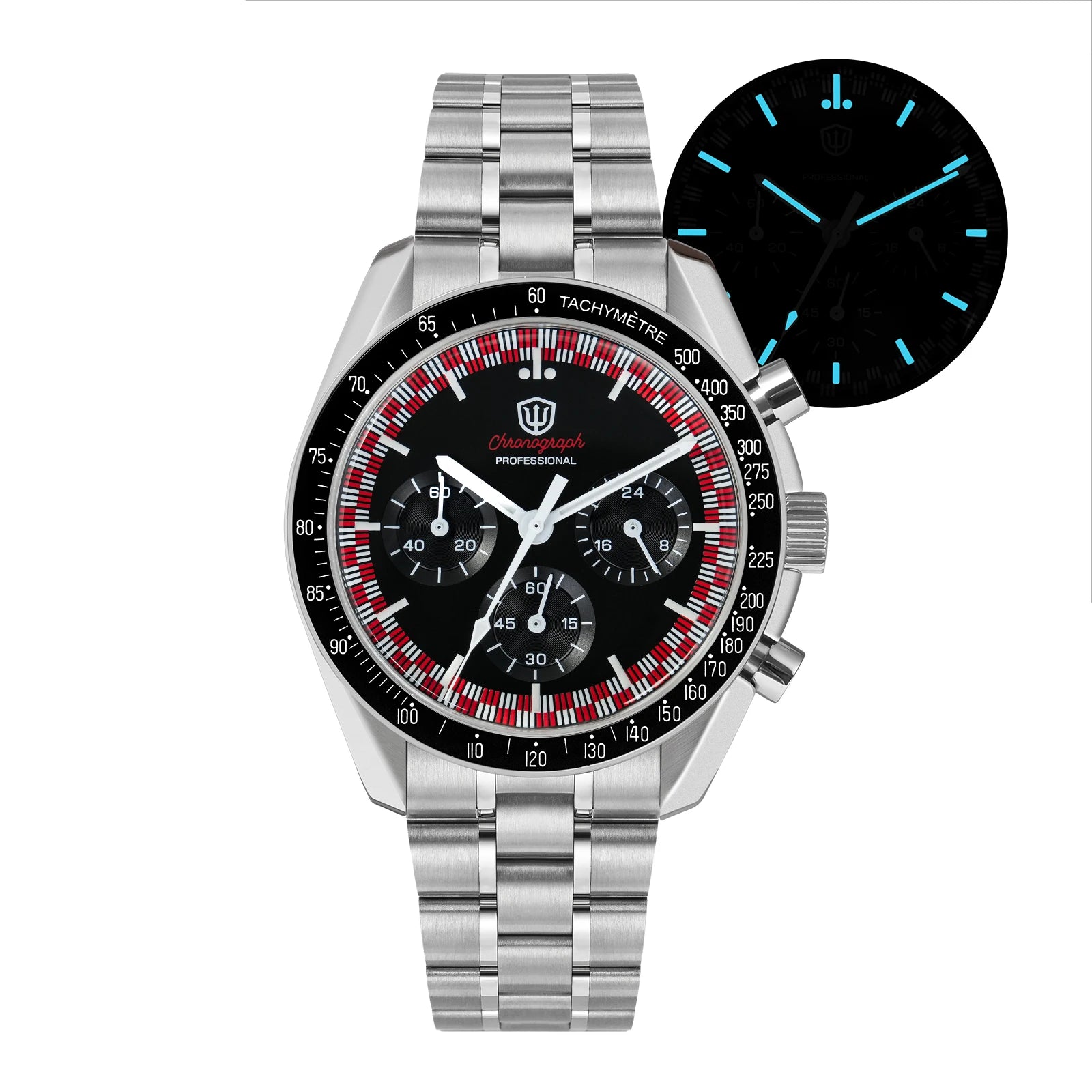 Watchdives WD1863 Chronograph Watch VK63 Sweep Second Mechanical Quartz Movement Bubble Sapphire 100M Waterproof Vintage Watches