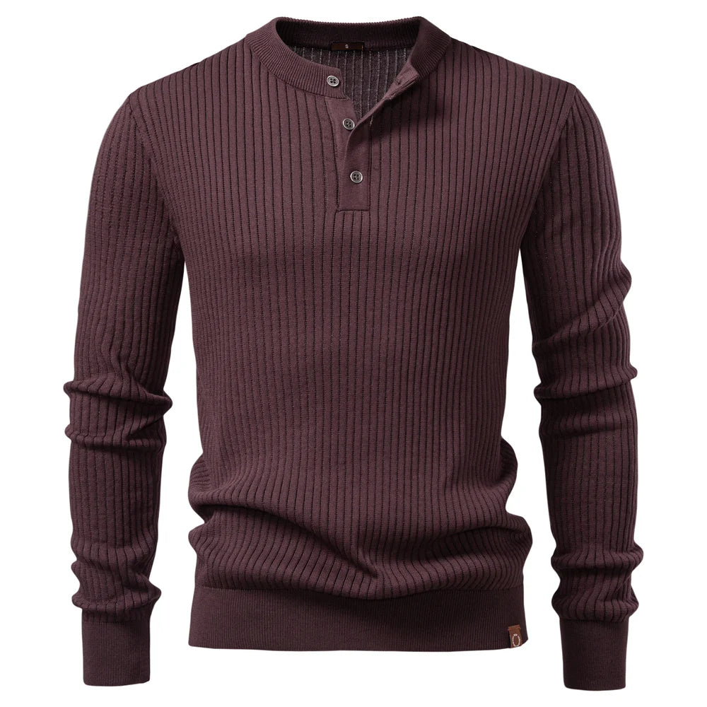 AIOPESON Ribbed Stripe Polo Shirt – Premium Men's Knit Top