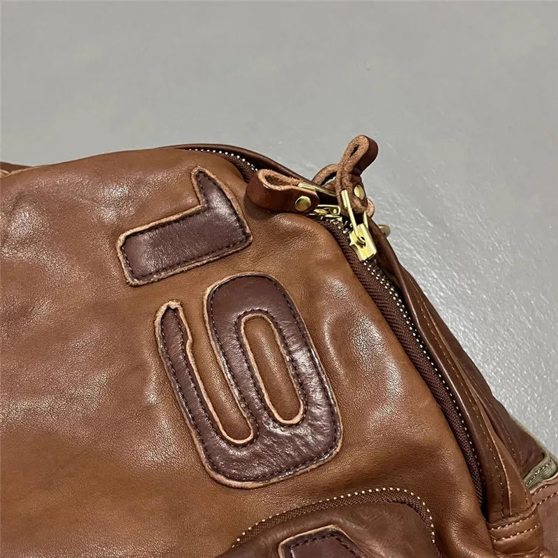 Vintage luxury genuine leather large capacity men's backpacks outdoor daily travel handmade soft real cowhide laptop schoolbags