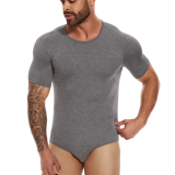 Mens Short Sleeve Full Body Shaper Bodysuit Tummy Control Romper Pajamas Waist Trainer Slimming Shapewear Underwear Undershirts