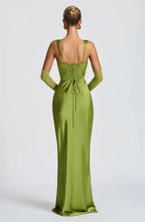 Elegant Backless Satin Maxi Dress – Sleeveless Halter Bodycon Party Gown