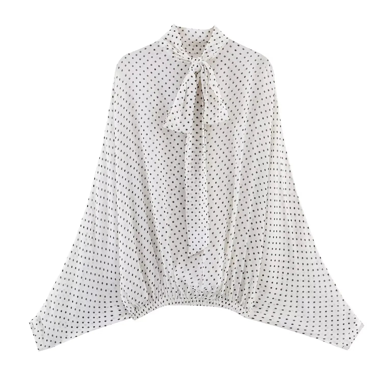 Polka Dot Printed Midi Skirts Two Piece Sets for Women 2025 Summer Chic Bow Tied Blouse Top Suits Woman 2 Piece Outfits