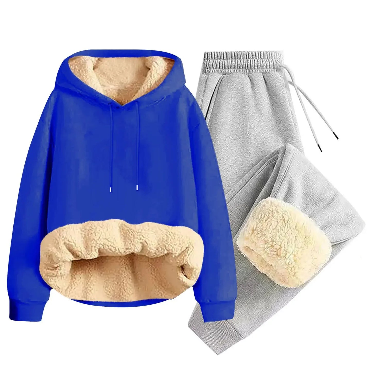 Men’s Thickened Lamb Velvet Hoodie Set
