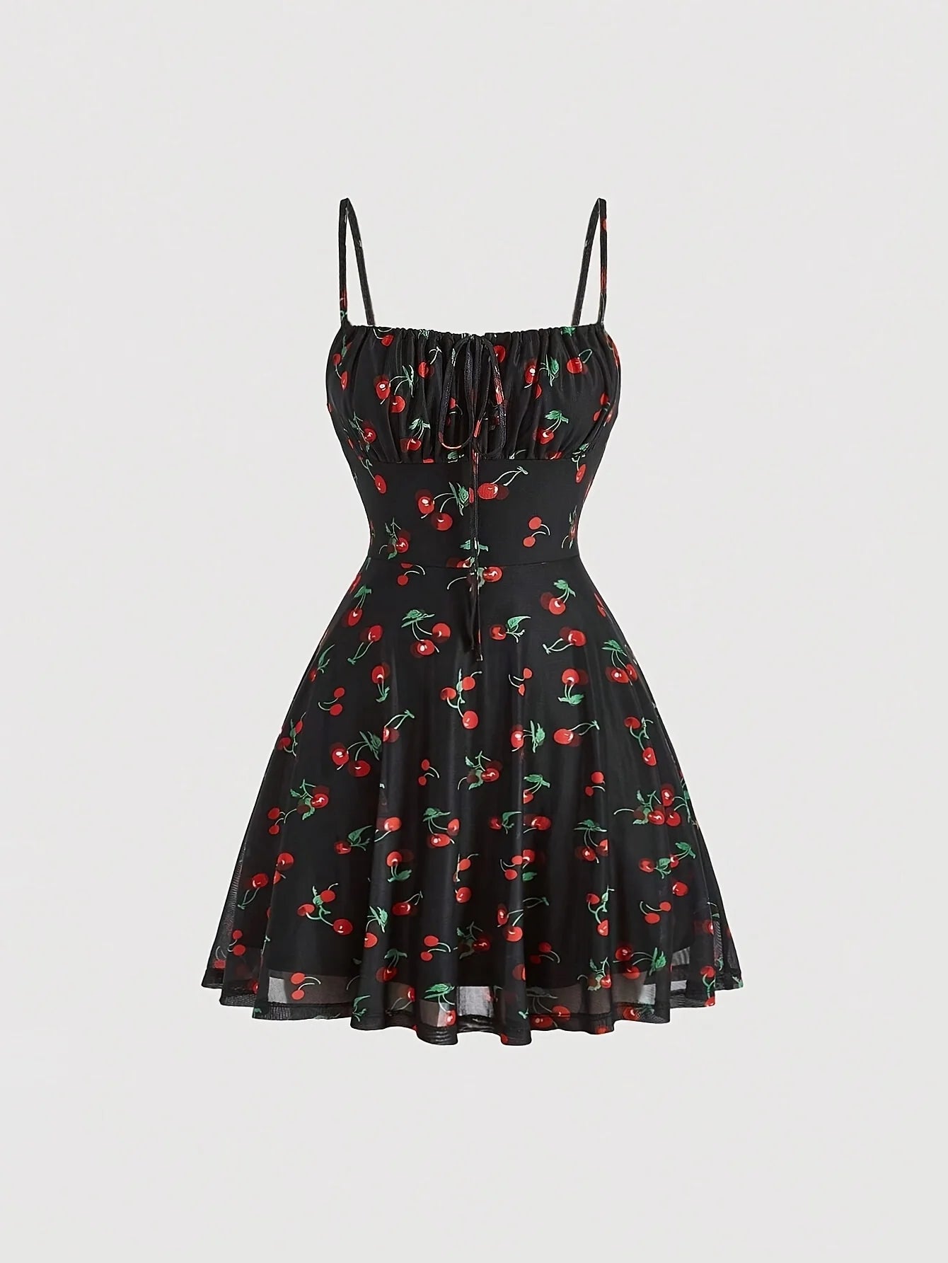 Cherry Print Vintage A-Line Sundress | Y2K Summer Party Style