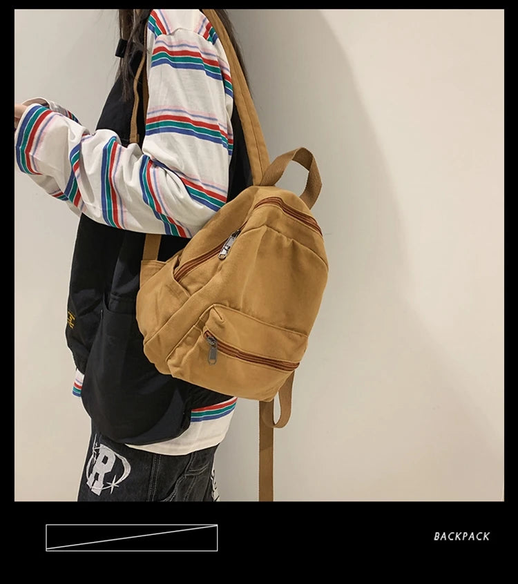 Mini Canvas Backpack – Vintage Unisex Rucksack