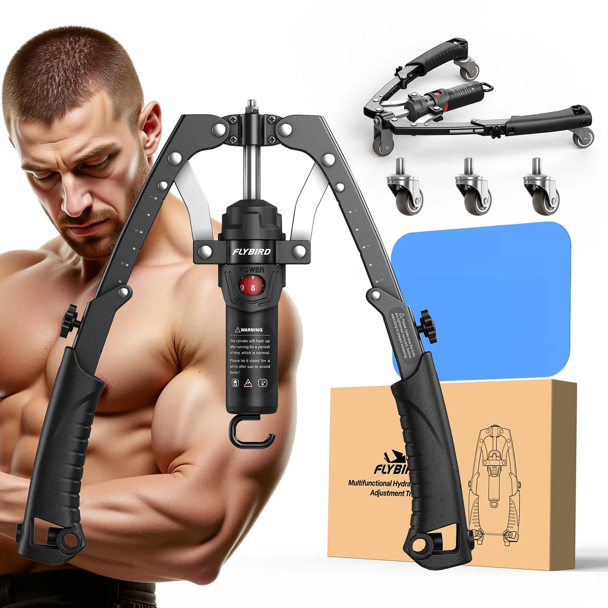 FED Fitness 3-in-1 Arm Trainer & Ab Roller | 15-Level Hydraulic