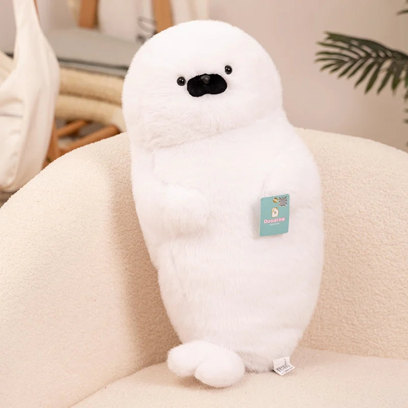 High Quality Cartoon Earphone Seal Sea Otter Plush Toy Ball Round Cushion Throw Pillow for Kids Birthday Gift School Nap Sleep