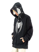 Oversized Y2K Spider Zip-Up Hoodie