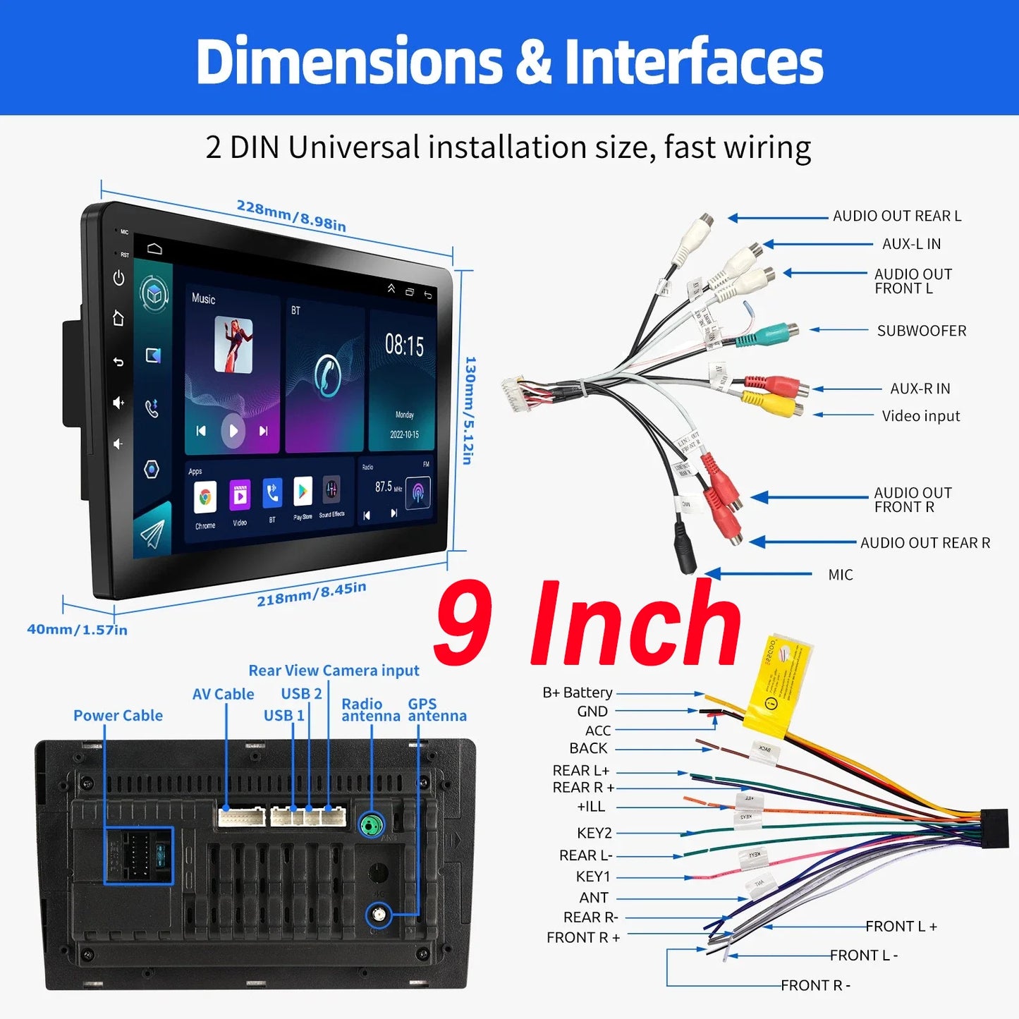 ESSGOO 7"/9"/10" Double Din Car Stereo | Android 14 | CarPlay & Auto