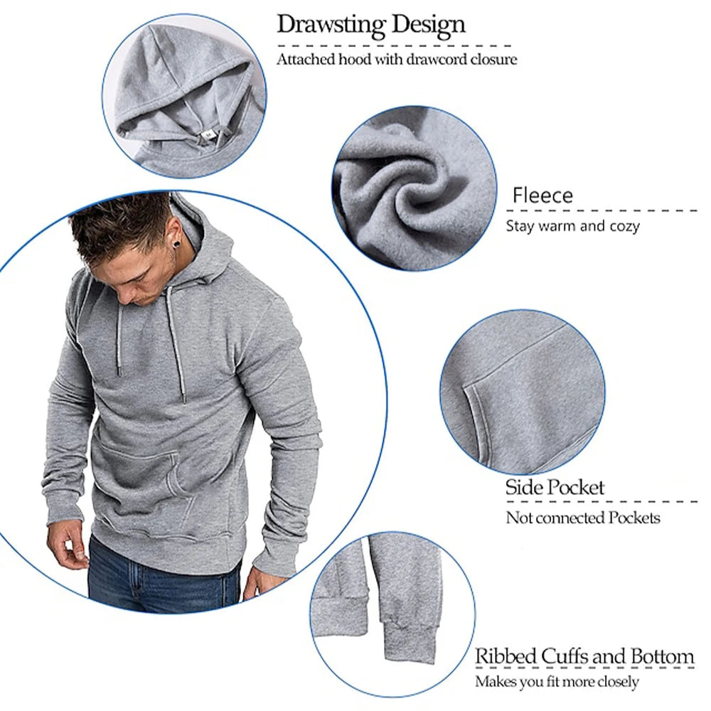 Men’s Classic Solid Color Pullover Hoodie