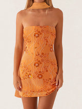 Floral Embroidered Sequin Mini Dress