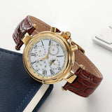 BERNY Retro Automatic Men's Watch Sun&Moon Phase Luminous ST1652 Classic Genuine Leather Luxury Mechanical Men's Dress Watches