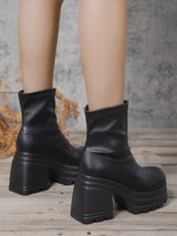 Square Toe Leather Fashion Boots