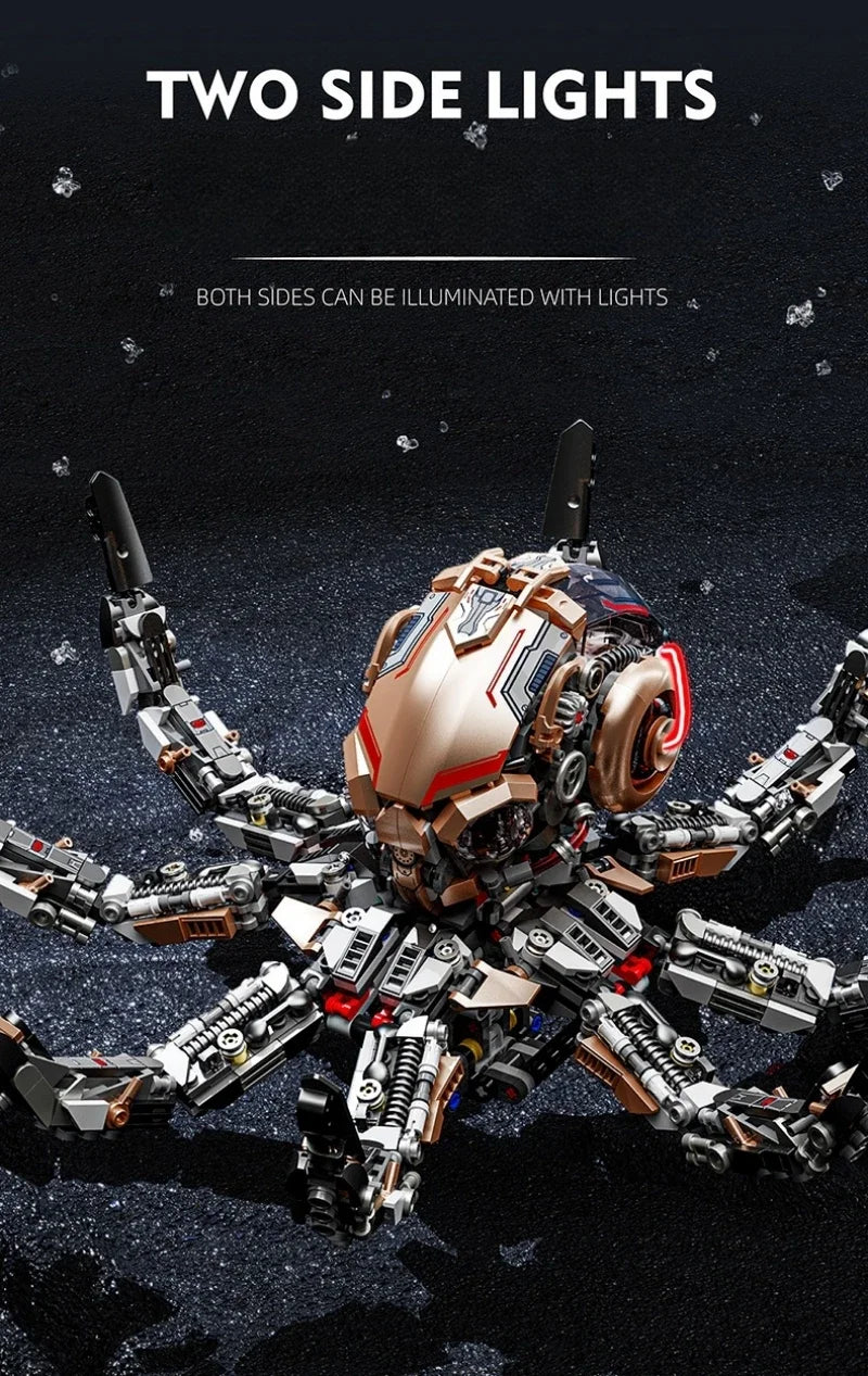 Mechanical Sea Animals Building Blocks DIY Movable Whale Octopus Manta Shark Piranha Creative Technical MOC Desktop Decor Gift