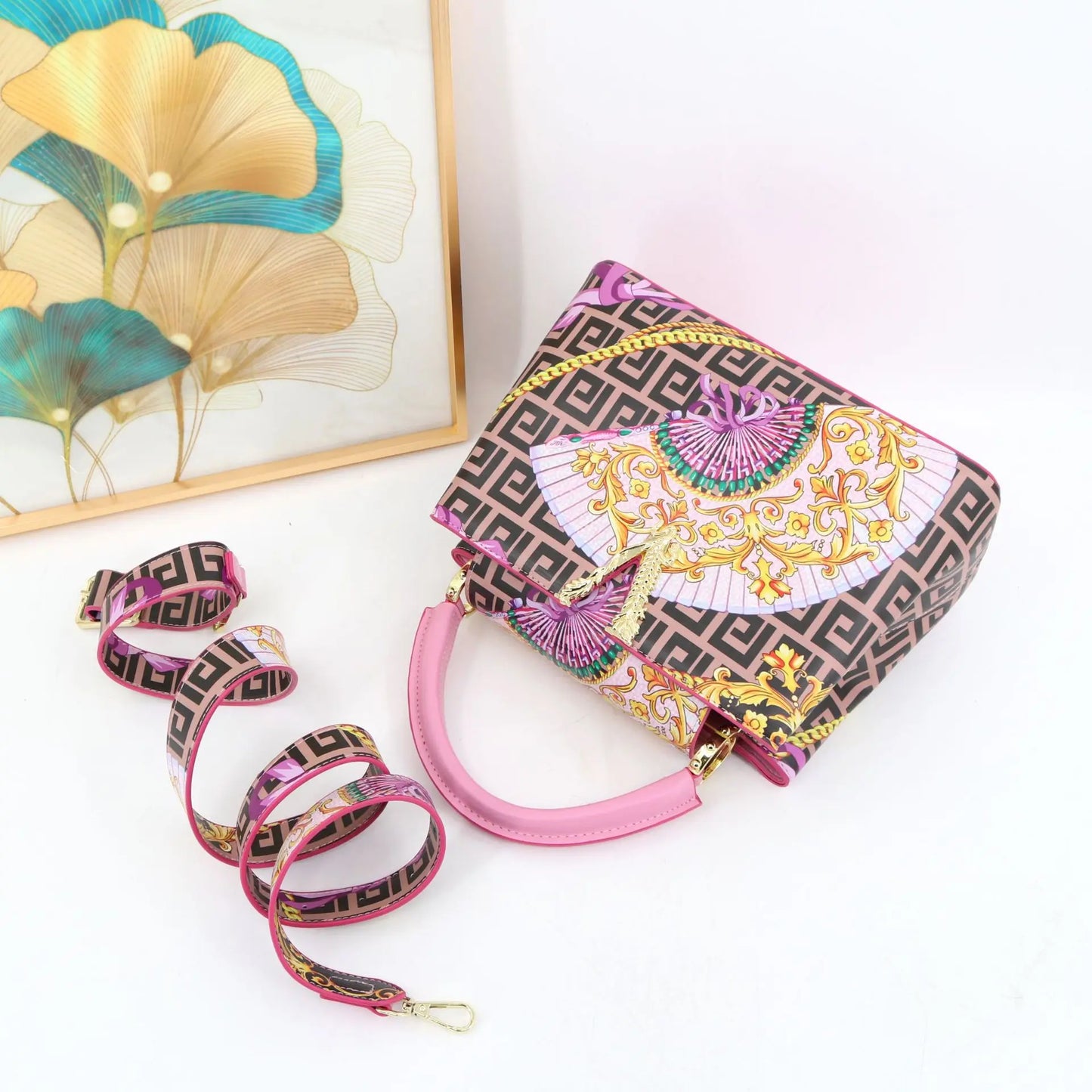 Ins Famous Fashion Classic Printed PU Leather Women's Handbags – Luxury Elegant Shoulder Crossbody Top Handle Bag