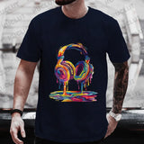 Men’s Hip Hop Melting Headset Graphic Oversized Tee