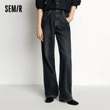 Women's High-Waist Fleece-Lined Wide-Leg Jeans