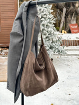 Frosted Suede Tote Bag – Large Capacity Shoulder Bag