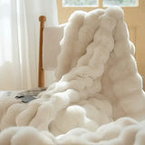 Luxury Faux Rabbit Fleece Throw – Ultra-Soft & Warm Knit Blanket