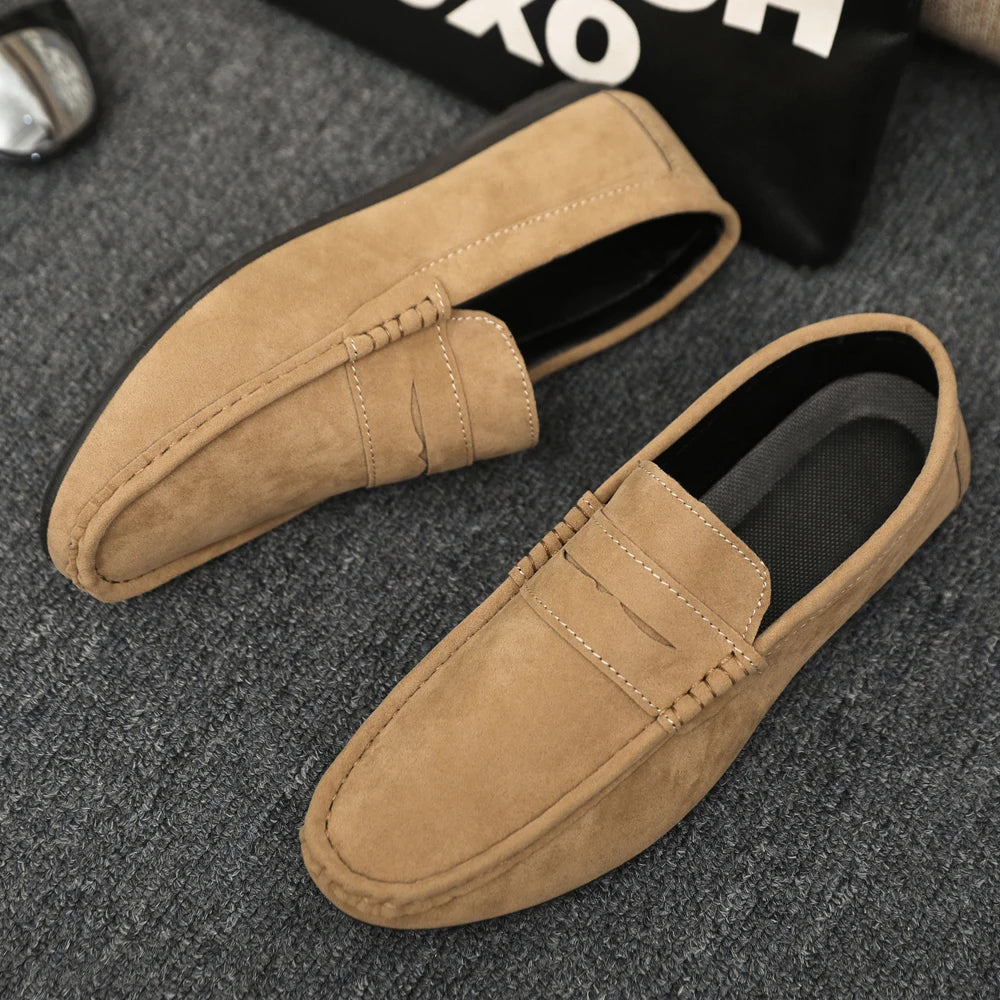 2026 Casual Men's Shoes Versatile Comfortable Work Shoes Driving Loafers Black, Grey, Khaki Three-Colour