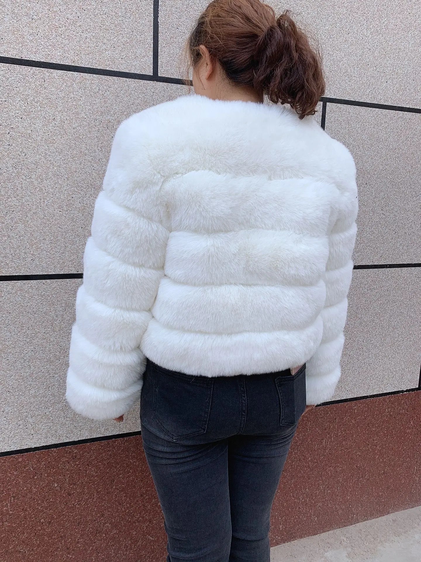 Elegant Winter Faux Fox Fur Crop Jacket