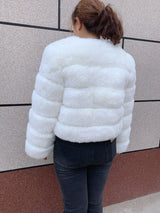 Elegant Winter Faux Fox Fur Crop Jacket