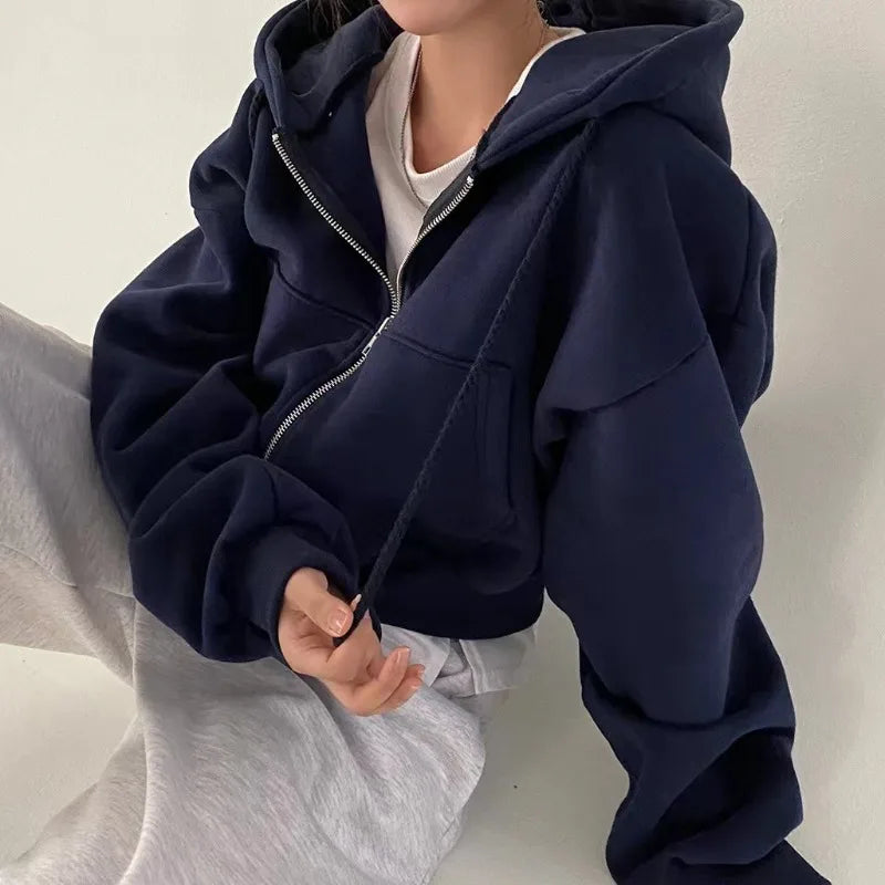 Women’s Y2K Zip-Up Crop Hoodie
