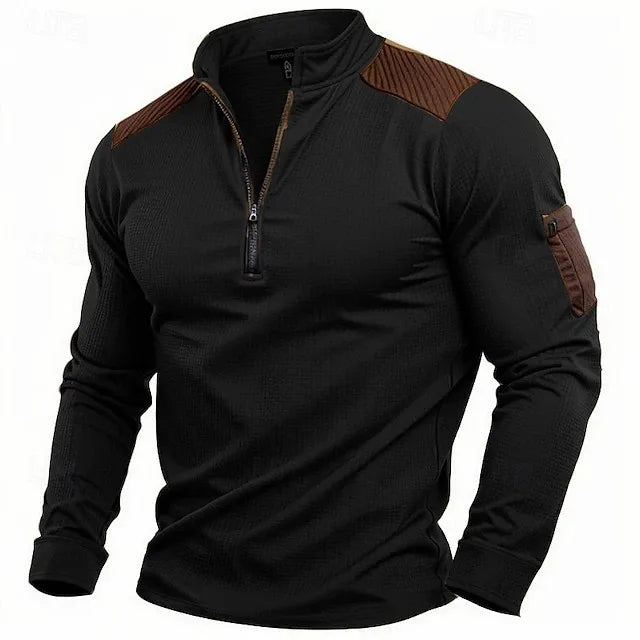 Men’s Stand-Collar Cotton-Blend Pullover